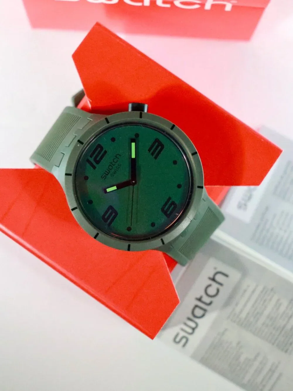 New Swiss Made BIG BOLD Futuristic Green SO27M105 47MM Multicolors W/Light